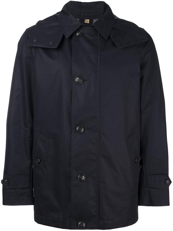 Burberry Shoulder Flaps Raincoat, Men's, Size: Medium, Blue, Cotton/polyamide/polyester