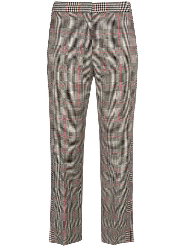 Alexander Mcqueen Mid Rise Checked Cropped Trousers - Grey