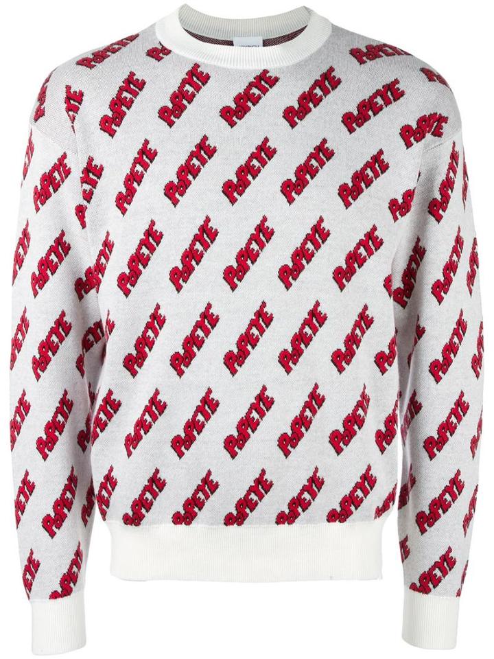 Joyrich Popeye Intarsia Jumper, Adult Unisex, Size: Small, White, Cotton