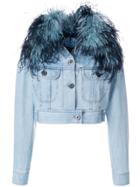 Prada Cropped Jacket With Trim - Blue