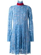 Msgm High Neck Lace Dress - Blue