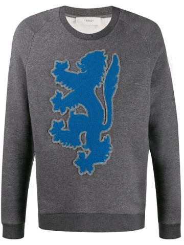 Pringle Of Scotland Lion Embroidered Crew Neck Sweatshirt - Grey