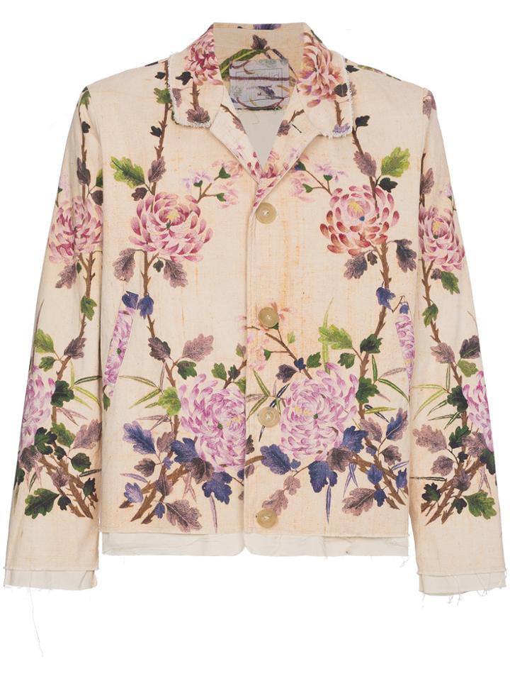 By Walid Antique Flower Cotton Jacket - Nude & Neutrals
