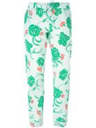 P.a.r.o.s.h. Floral Print Trousers, Women's, Size: L, Blue, Silk/spandex/elastane