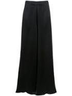 Voz - Charmeuse Palazzo Trousers - Women - Silk - L, Black, Silk