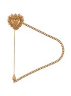 Dolce & Gabbana Engraved Logo Heart Brooch - Gold