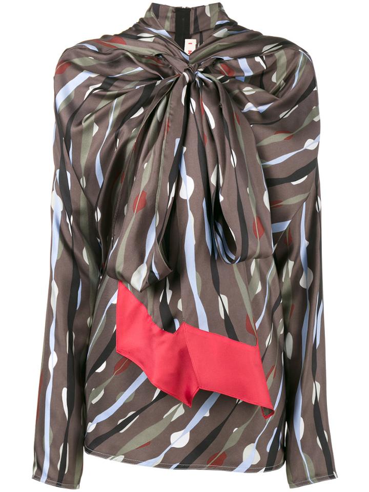 Marni Exaggerated Tie Neck Top - Multicolour