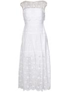 Talbot Runhof Open Embroidery Midi Dress - White