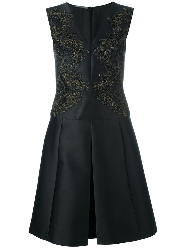 Alberta Ferretti Pleated Flared Dress, Women's, Size: 40, Black, Polyester/silk/acetate/rayon