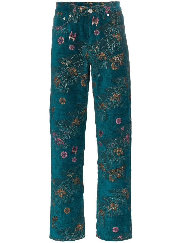 Sunflower Jake Embroidered Velvet Trousers - Green