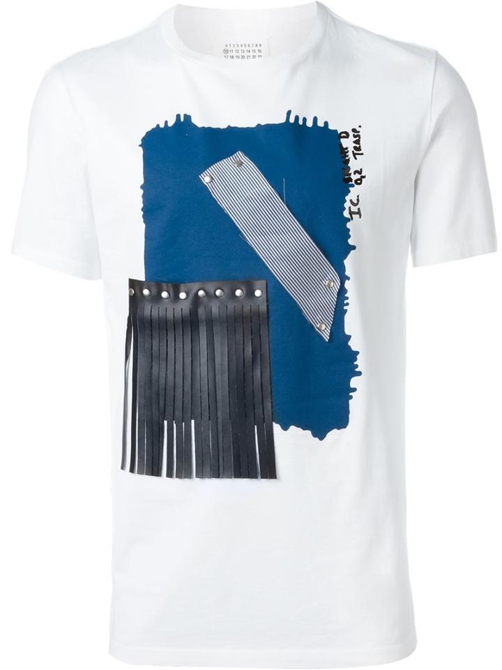 Maison Margiela Fringe Applique T-shirt, Men's, Size: 48, White, Cotton