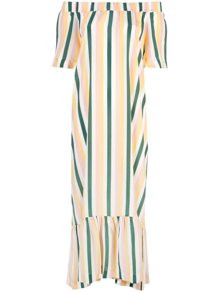 Asceno Striped Off Shoulder Dress - Multicolour