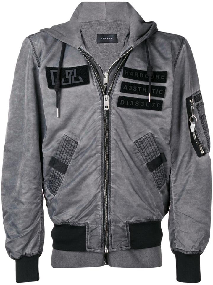 Diesel Inserts Detail Bomber Jacket - Grey
