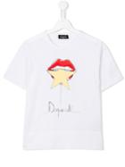 Dsquared2 Kids Star Lips Print T-shirt, Girl's, Size: 16 Yrs, White