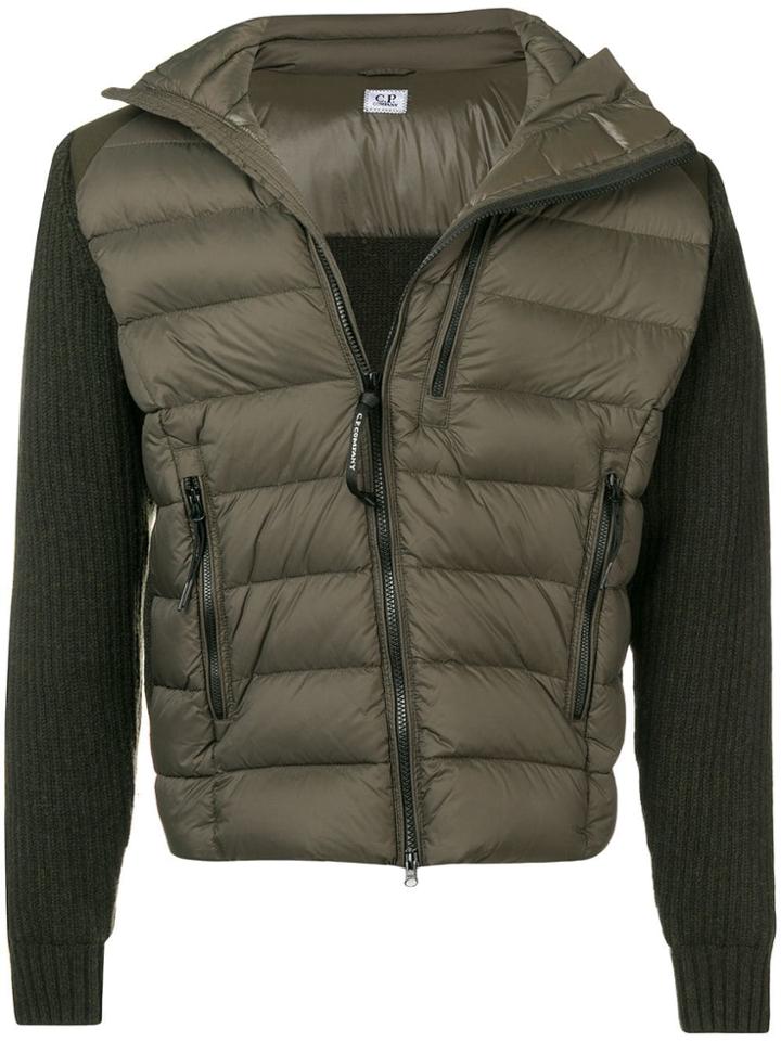 Cp Company Padded Jacket With Googles - Green