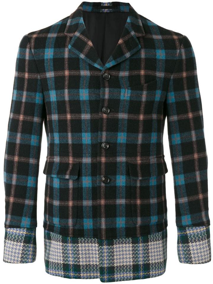 Comme Des Garçons Pre-owned Checked Contrast Hem Blazer - Black