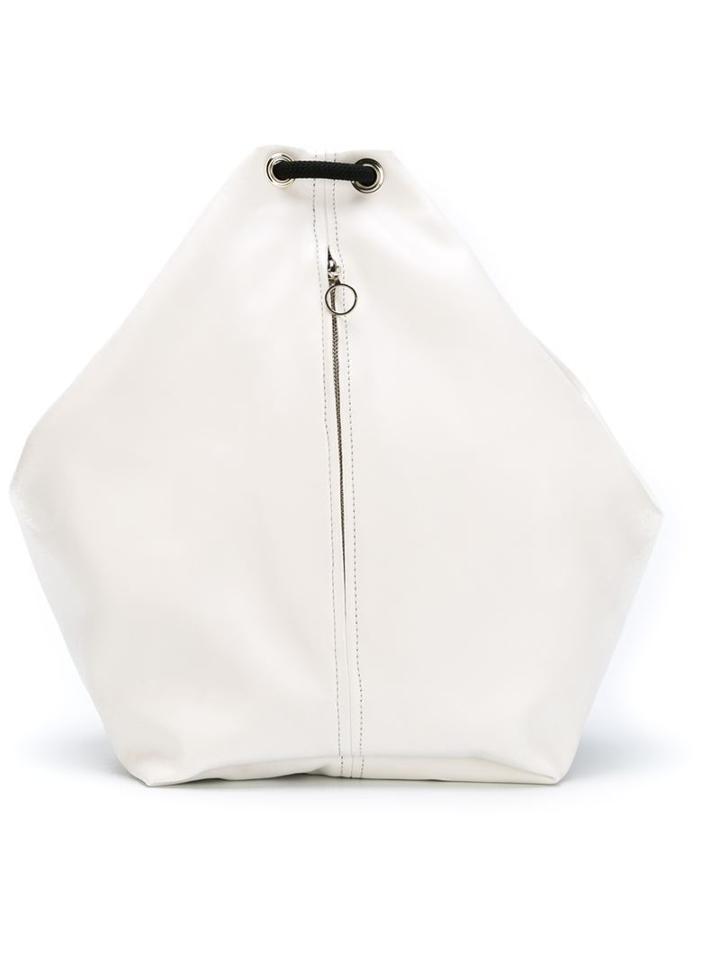 Mm6 Maison Margiela Front Zip Backpack, White, Calf Leather