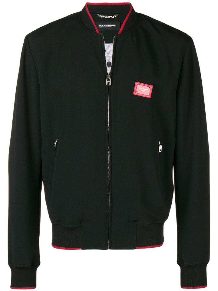 Dolce & Gabbana Contrast Trim Bomber Jacket - Black