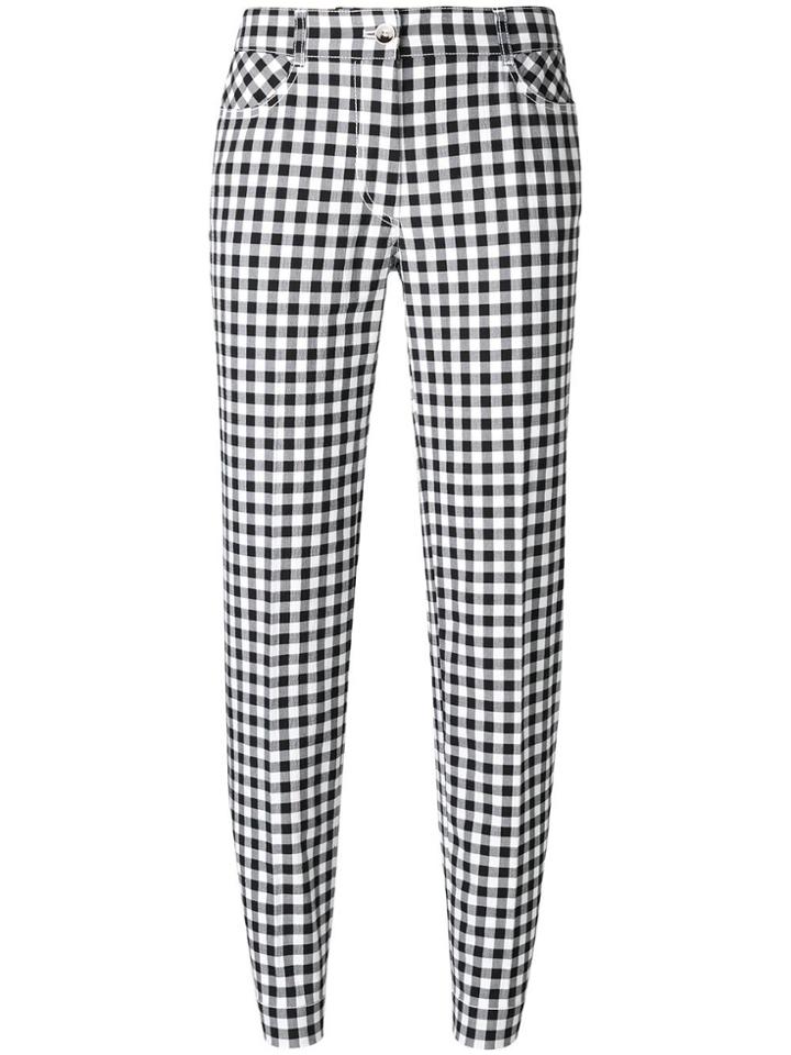 Blumarine Checked Slim-fit Cropped Trousers - Black