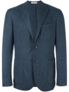 Boglioli Pattern Peaked Lapels Blazer, Men's, Size: 48, Blue, Acetate/cupro/cashmere/wool