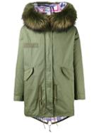 Liska - Short Parka - Unisex - Racoon Fur/rabbit Fur/cotton - M, Green, Racoon Fur/rabbit Fur/cotton