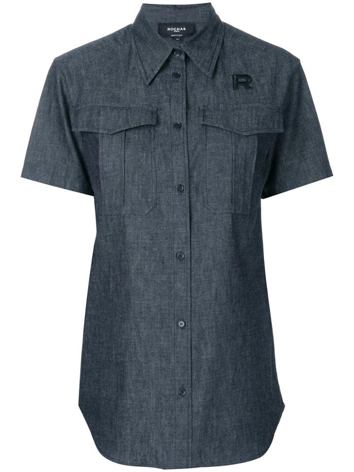 Rochas Short Sleeve Denim Shirt - Black