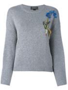 Giambattista Valli Sequinned Floral Embroidery Jumper, Women's, Size: 42, Grey, Cashmere