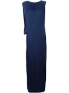 Lanvin Draped Evening Gown, Women's, Size: 42, Blue, Viscose