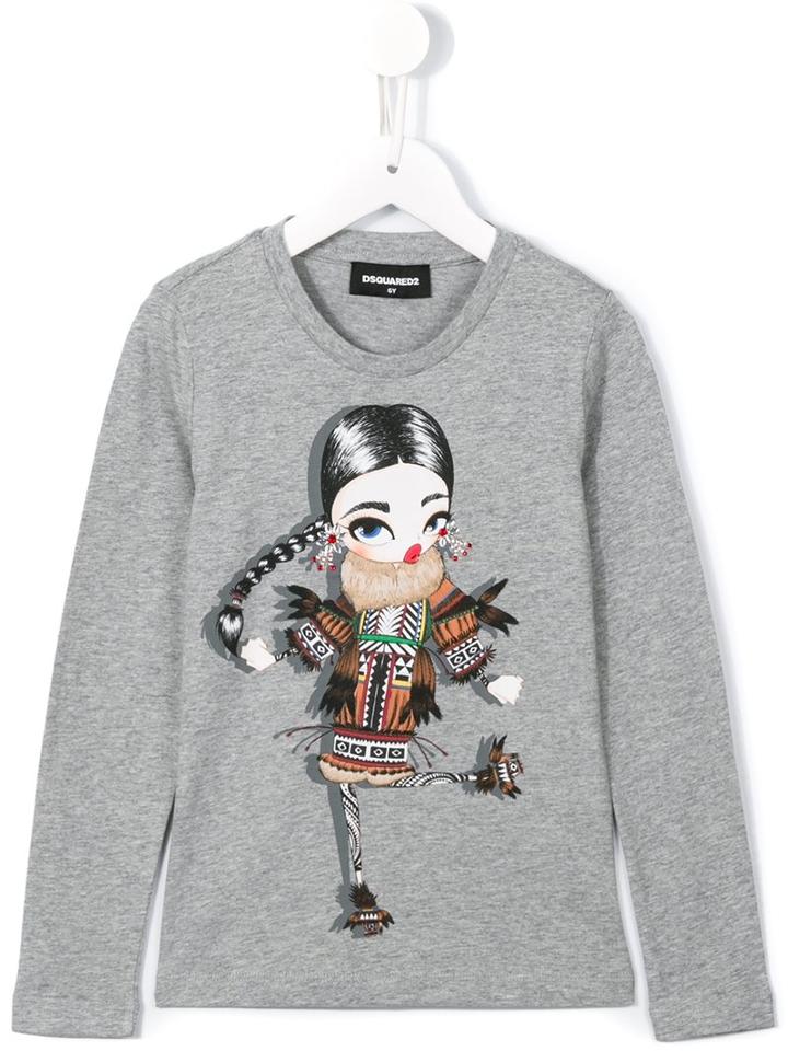Dsquared2 Kids Diamanté Sweet Girl Top, Size: 6 Yrs, Grey