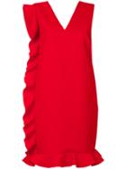 Msgm - Ruffled Detail Dress - Women - Polyester/spandex/elastane/viscose - 38, Red, Polyester/spandex/elastane/viscose