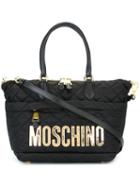 Moschino Logo Quilted Tote Bag, Women's, Black