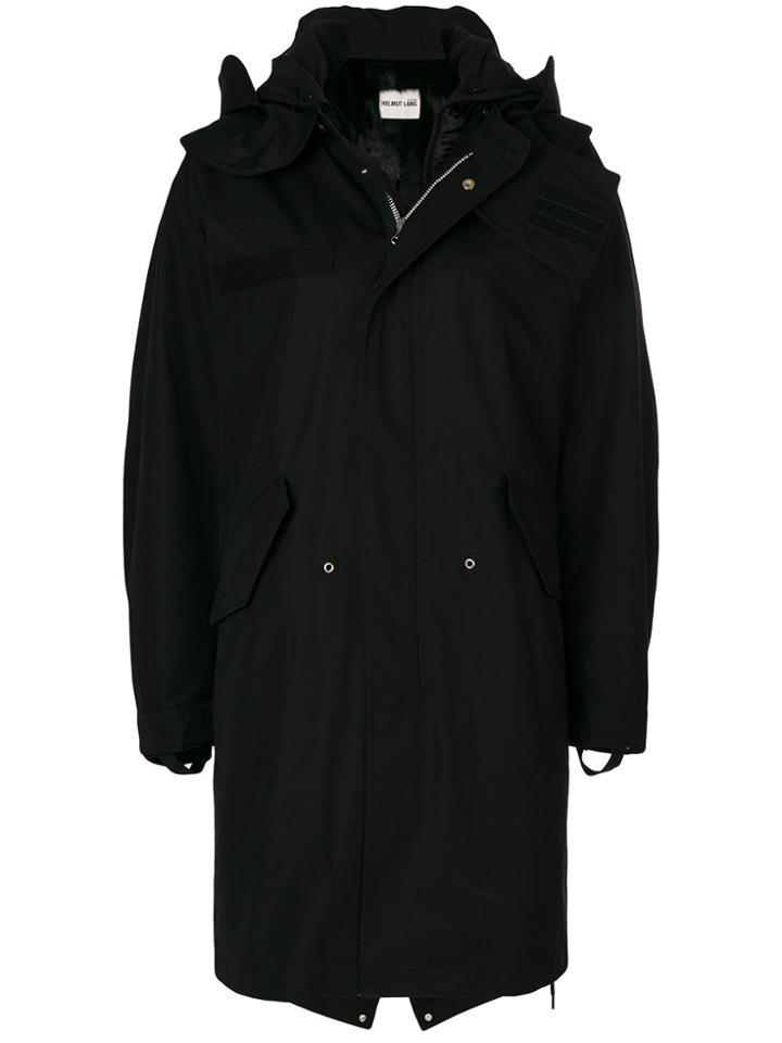 Helmut Lang Fur Lined Hooded Coat - Black