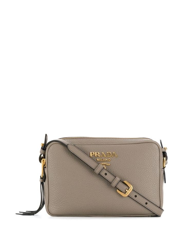 Prada Double-zip Leather Shouder Bag - Grey