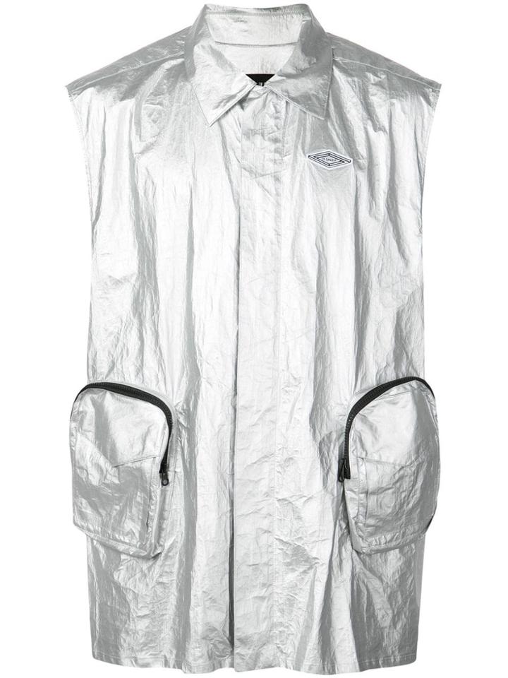 D.gnak Creased Effect Vest - Silver