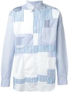 Comme Des Garçons Shirt Patched Cut-out Striped Shirt