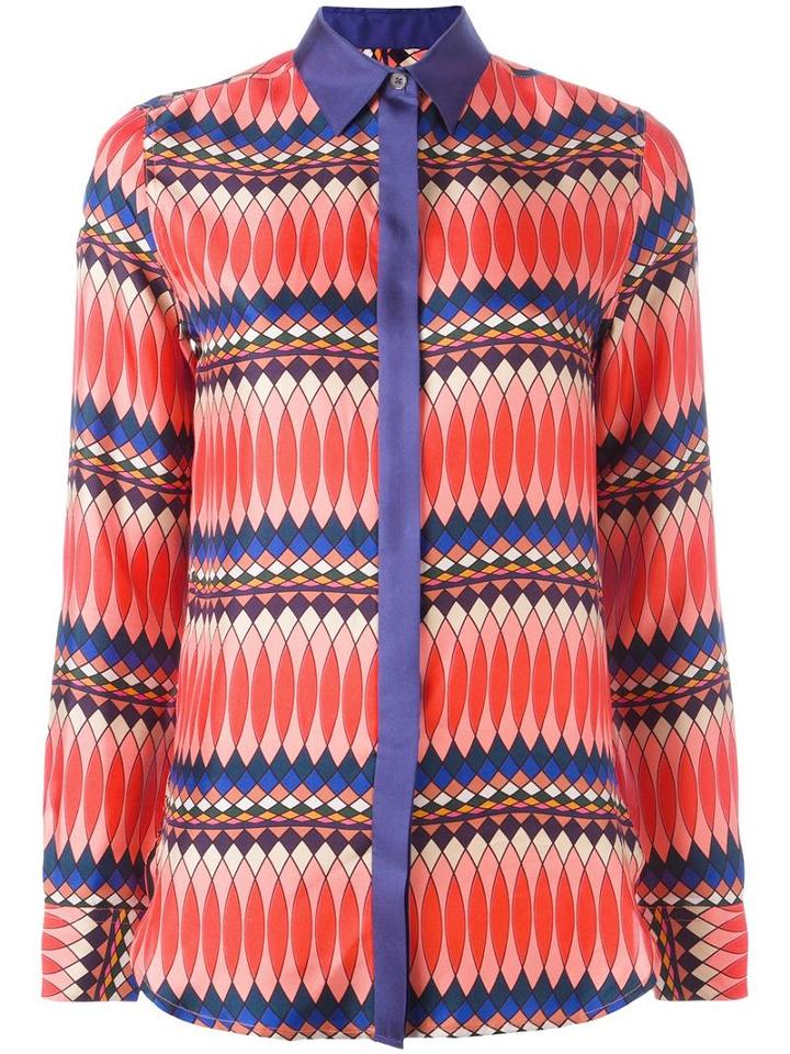 Paul Smith Concealed Fastening Shirt, Women's, Size: 38, Yellow/orange, Silk/cupro