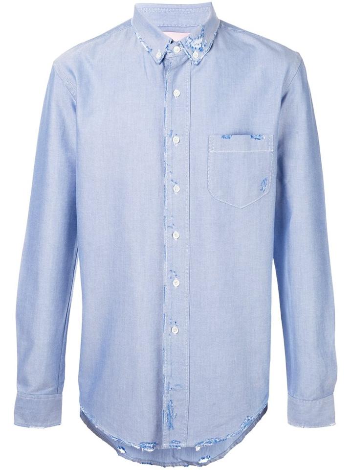 Palm Angels Button Down Shirt, Men's, Size: 48, Blue, Cotton