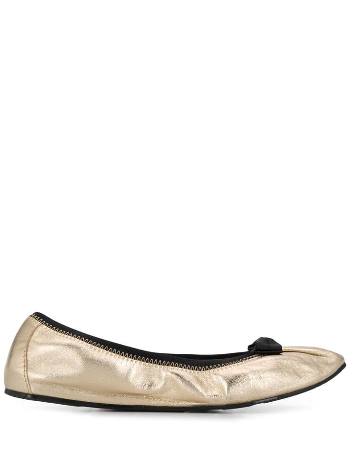 Salvatore Ferragamo Bow Detail Ballerina Flats - Gold
