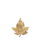 Susan Caplan Vintage 1965 Leaf Brooch - Gold