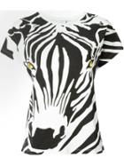 Saint Laurent Zebra Print T-shirt, Women's, Size: Small, Black, Cotton