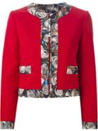 Moschino Can Print Trim Jacket, Women's, Size: 48, Red, Silk/polyamide/spandex/elastane/virgin Wool