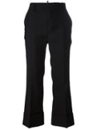 Dsquared2 - Cropped Flared Trousers - Women - Silk/polyester/virgin Wool - 38, Black, Silk/polyester/virgin Wool