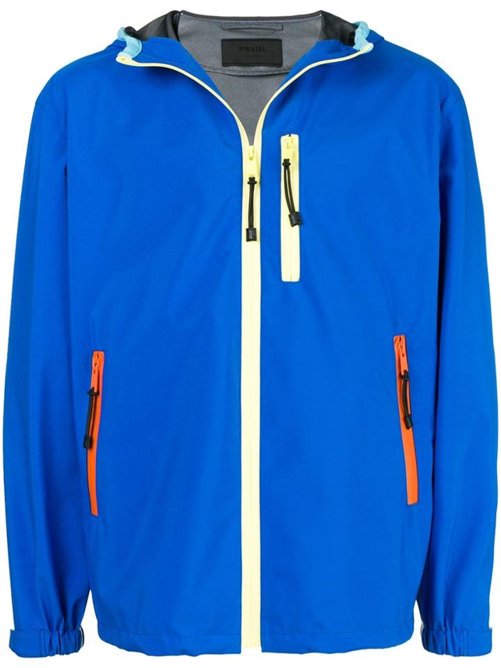 Prada Colour Block Rain Jacket - Blue