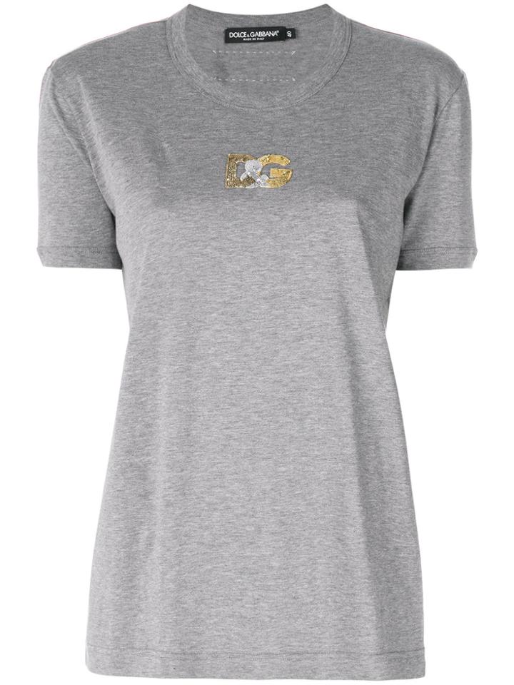 Dolce & Gabbana Sequinned Logo T-shirt - Grey