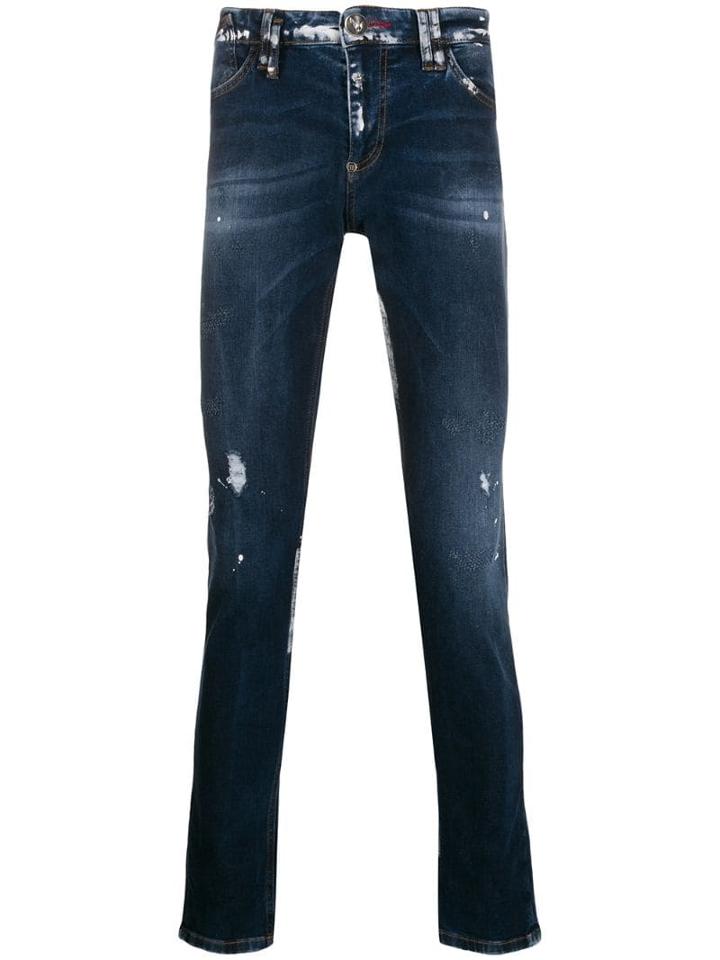 Philipp Plein Slim-fit Statement Jeans - Blue