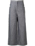 Max Mara Pinstriped Cropped Trousers - Blue