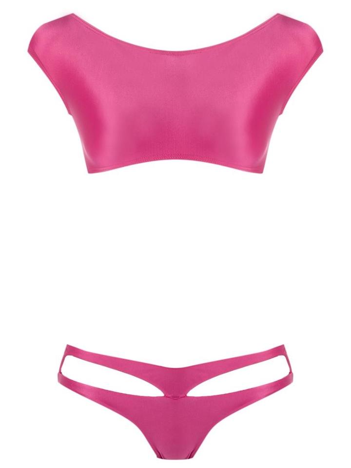 Amir Slama Panelled Bikini Set, Women's, Size: Medium, Pink/purple, Elastodiene