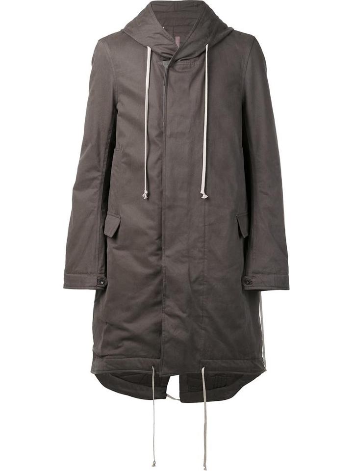 Rick Owens Drkshdw - Padded Fishtail Hooded Coat - Men - Cotton - S, Grey, Cotton