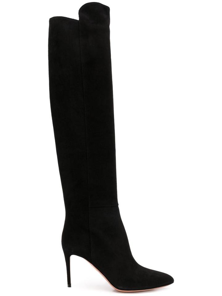 Aquazzura Suede High Heel Boots - Black