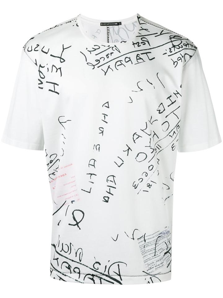 Issey Miyake Lettering Print T-shirt, Men's, Size: 5, White, Cotton/polyester/nylon